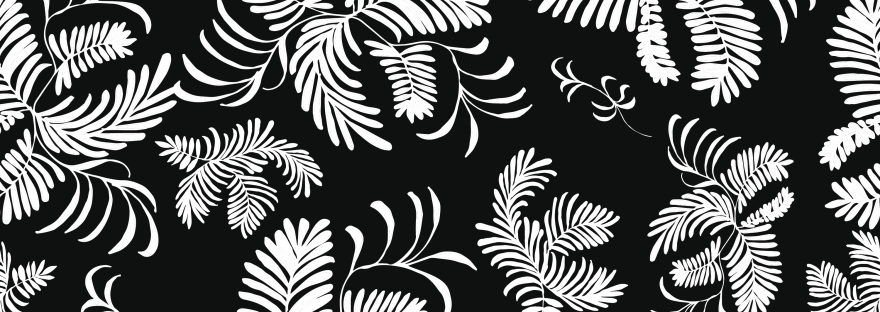 White fern in black of night surface pattern